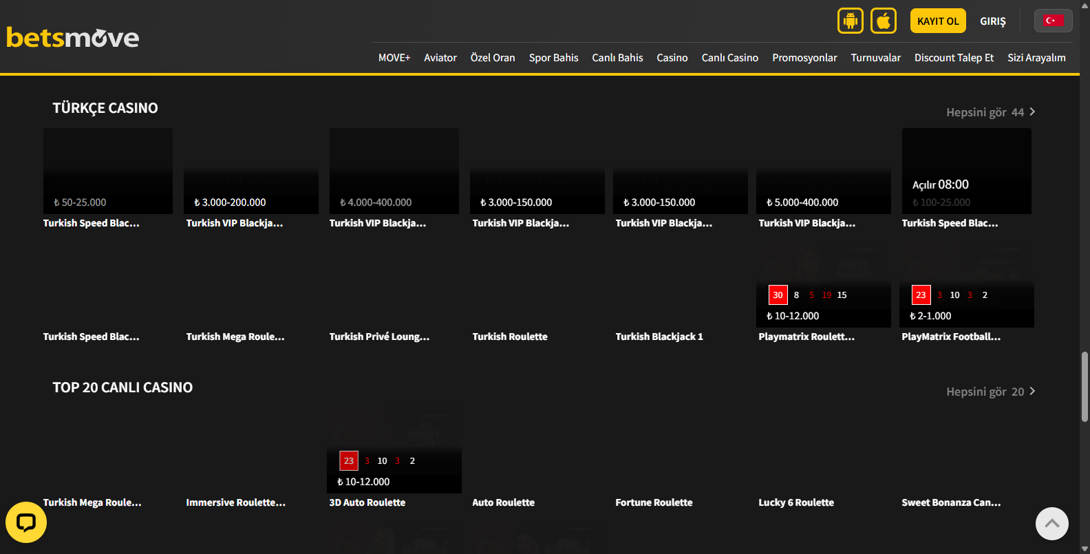 Betsmove En Çok Kazandıran Oyunlar