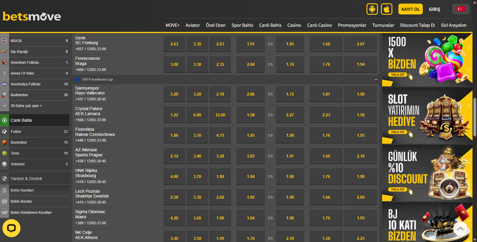 Betsmove Türkiye'nin En Büyük Bahis Sitesi