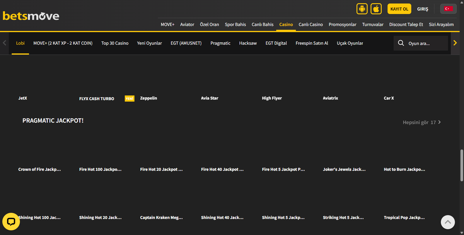 Betsmove Slot Sağlayıcıları